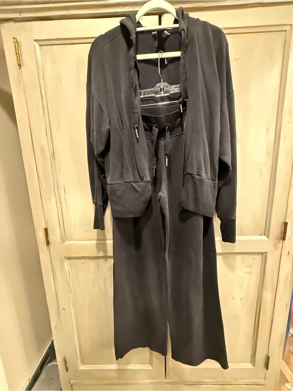 Athleta Charcoal Wide-Leg Sweatsuit with Hoodie